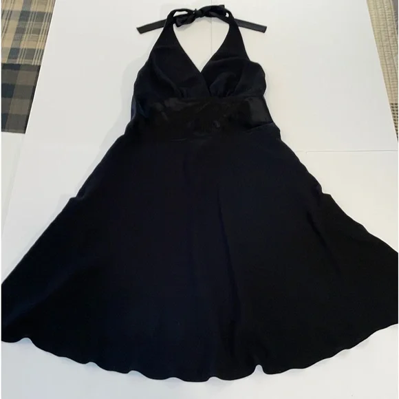 JONES NEW YORK DRESS 14 Black Satin Midi Cocktail Dress Fit and Flair NWT - Picture 11 of 14